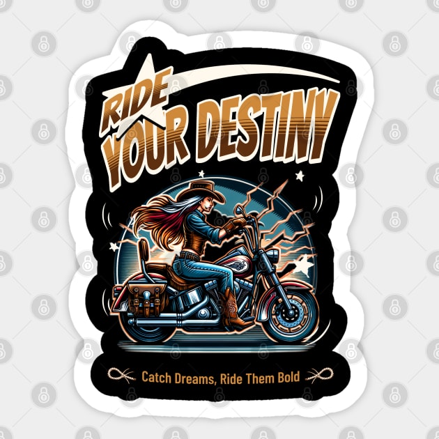 Cowgirl Ride Your Destiny: Motorbike Adventure Sticker by Urbanprint